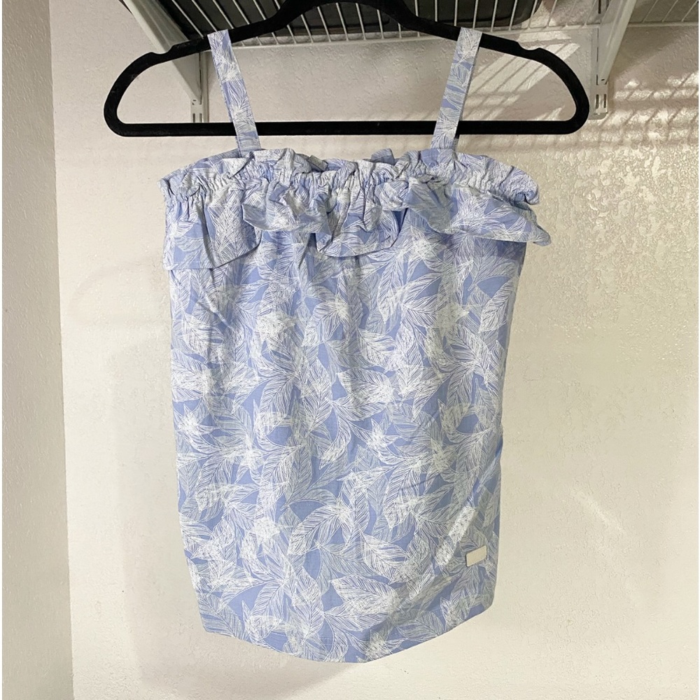 7 For All Mankind Ruffle Tank Top in Palms Print